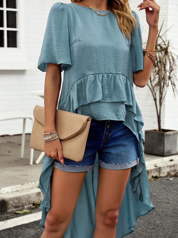 Jael New Quality Elegant Ruffled Short-Sleeved Top
