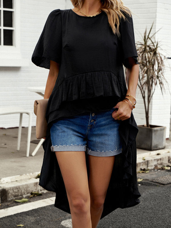 Jael New Quality Elegant Ruffled Short-Sleeved Top