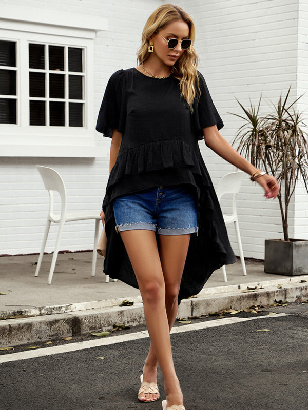 Jael New Quality Elegant Ruffled Short-Sleeved Top
