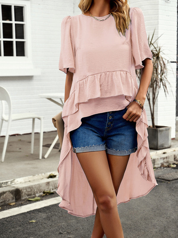 Jael New Quality Elegant Ruffled Short-Sleeved Top