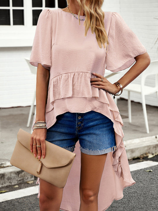 Jael New Quality Elegant Ruffled Short-Sleeved Top