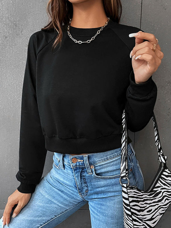 Lola New Women's Long-Sleeved Round Neck Solid Color Sweater