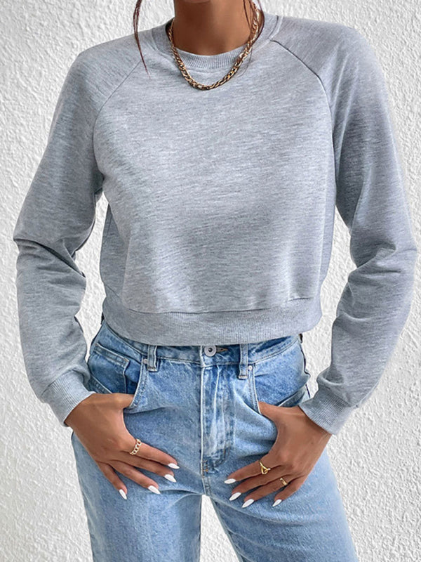 Lola New Women's Long-Sleeved Round Neck Solid Color Sweater