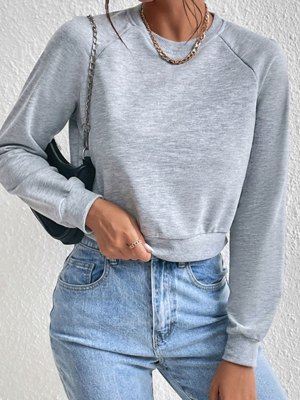 Lola New Women's Long-Sleeved Round Neck Solid Color Sweater