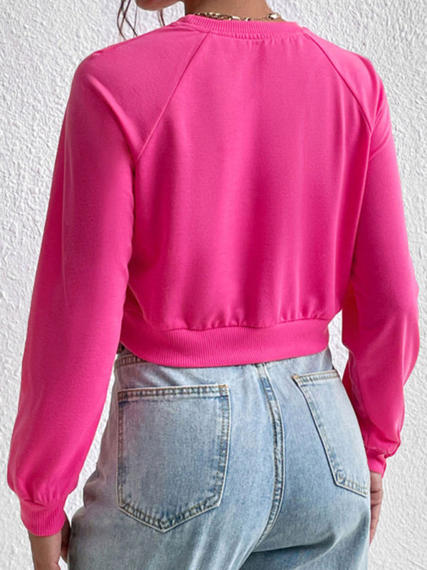 Lola New Women's Long-Sleeved Round Neck Solid Color Sweater