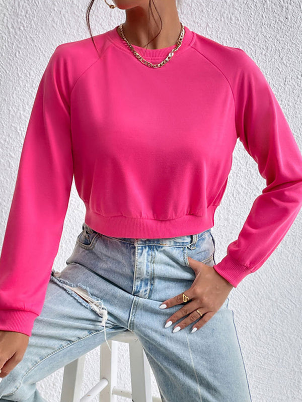 Lola New Women's Long-Sleeved Round Neck Solid Color Sweater