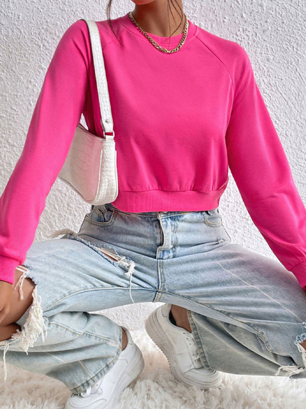 Lola New Women's Long-Sleeved Round Neck Solid Color Sweater