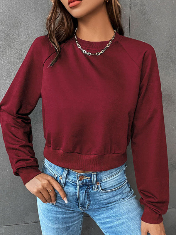 Lola New Women's Long-Sleeved Round Neck Solid Color Sweater