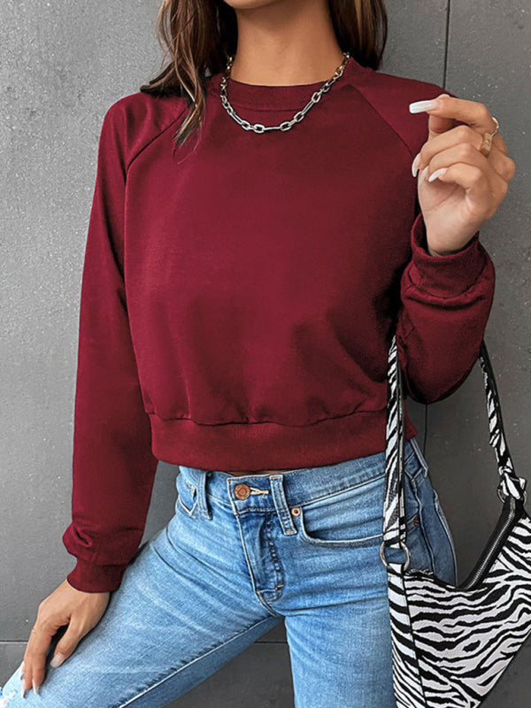 Lola New Women's Long-Sleeved Round Neck Solid Color Sweater
