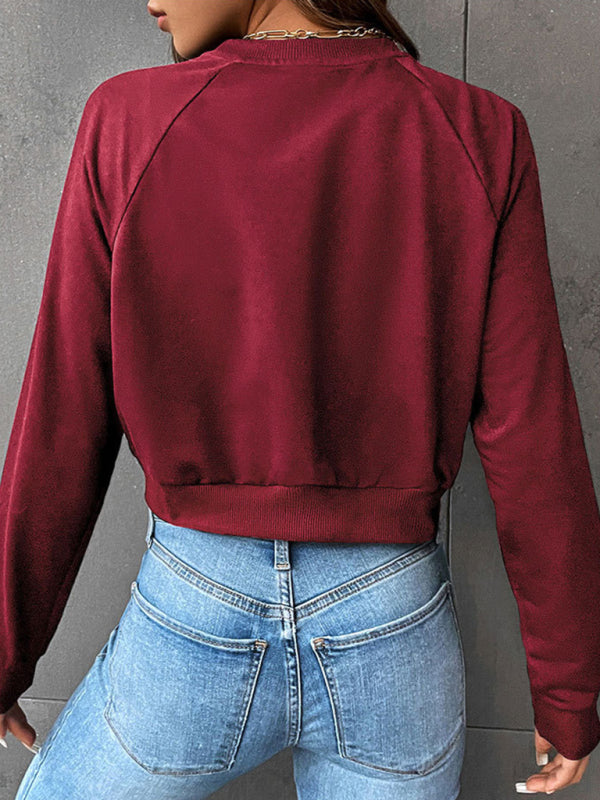 Lola New Women's Long-Sleeved Round Neck Solid Color Sweater