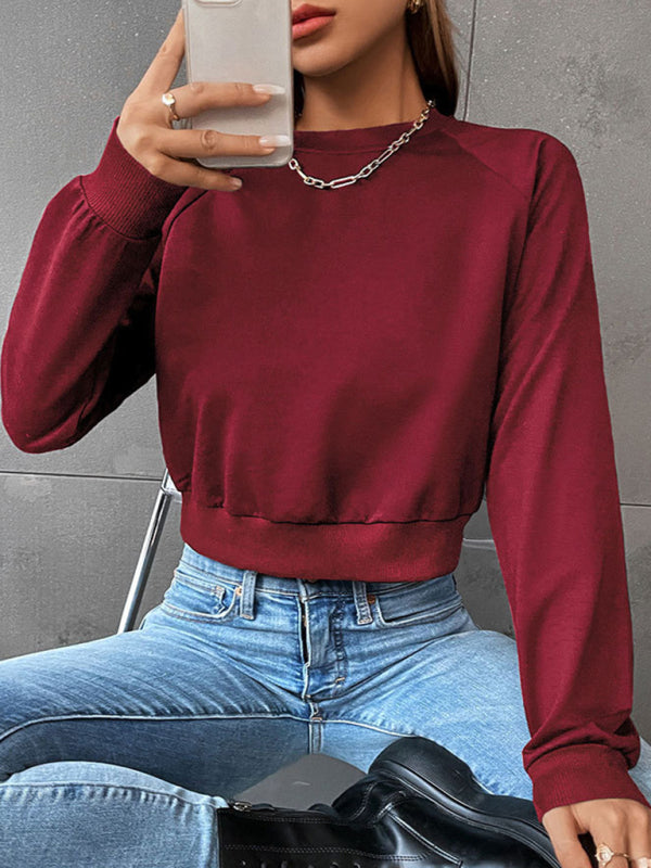 Lola New Women's Long-Sleeved Round Neck Solid Color Sweater
