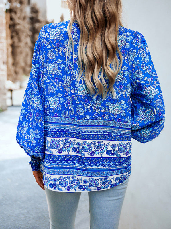 Marilena Women's Printed Vacation Casual Long Sleeve Top