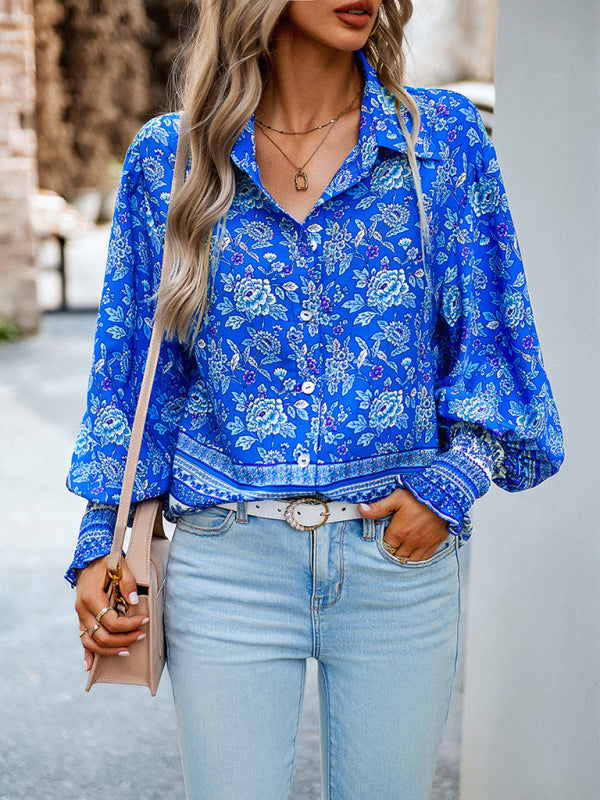 Marilena Women's Printed Vacation Casual Long Sleeve Top