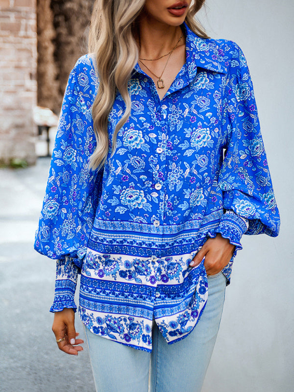 Marilena Women's Printed Vacation Casual Long Sleeve Top