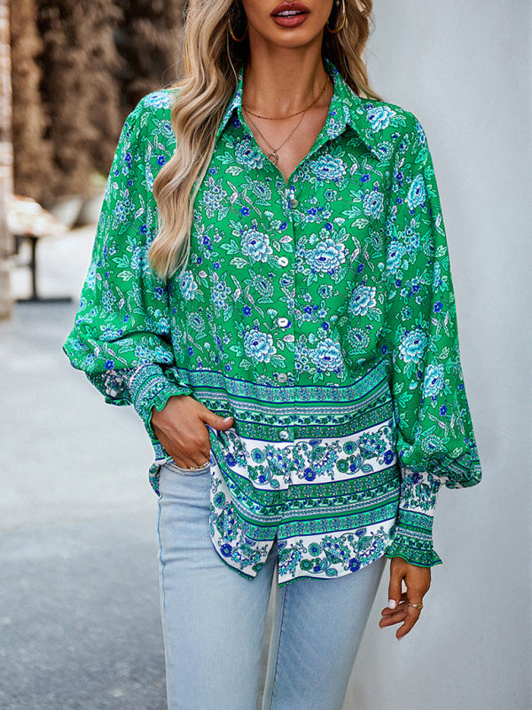 Marilena Women's Printed Vacation Casual Long Sleeve Top