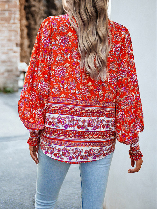 Marilena Women's Printed Vacation Casual Long Sleeve Top