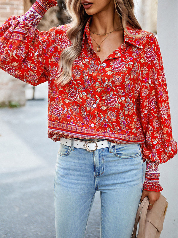 Marilena Women's Printed Vacation Casual Long Sleeve Top