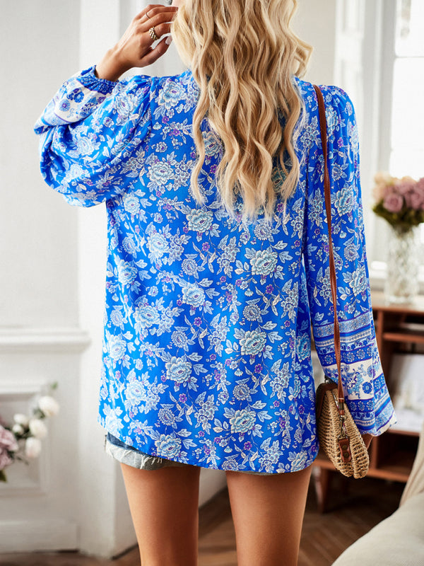 Luziana New Women's Printed Temperament Commuter Long-Sleeved Shirt Top
