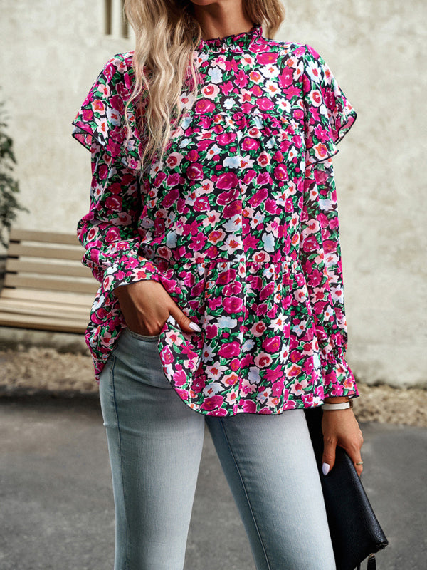 Mahira Floral Shirt Feminine Commuter Long Sleeve Top