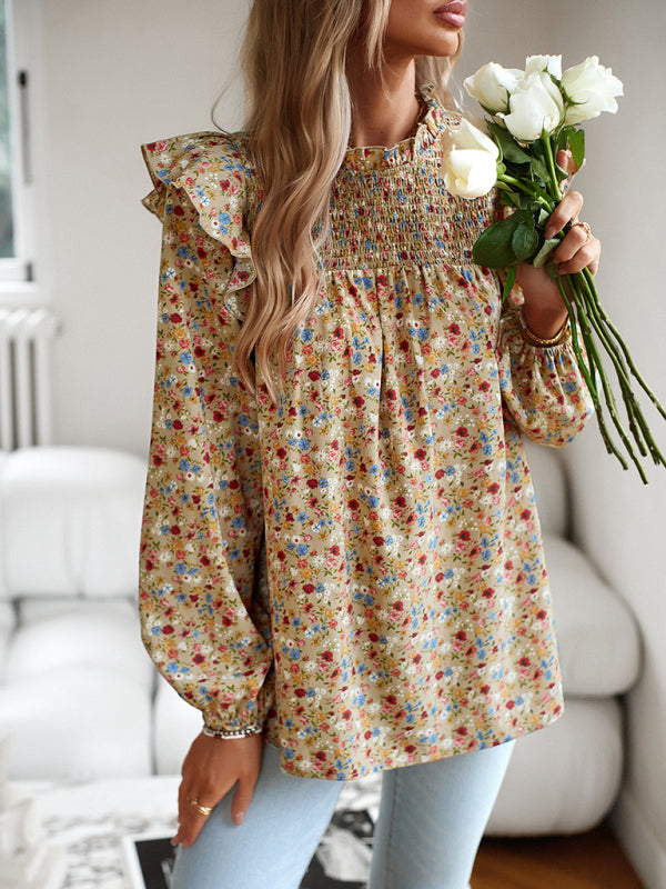 Maribelle Floral Shirt Femininity Commuter Long Sleeve Blouse