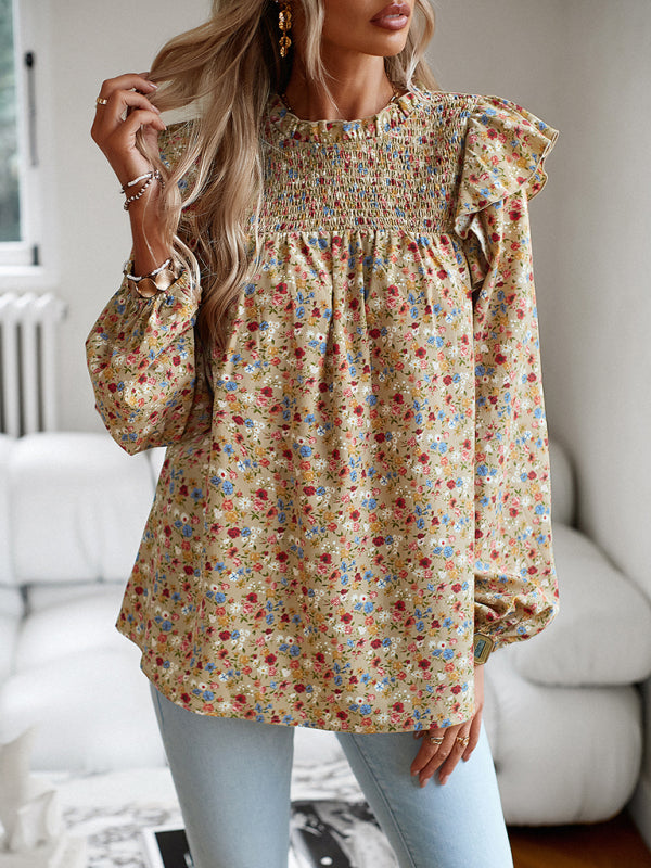 Maribelle Floral Shirt Femininity Commuter Long Sleeve Blouse