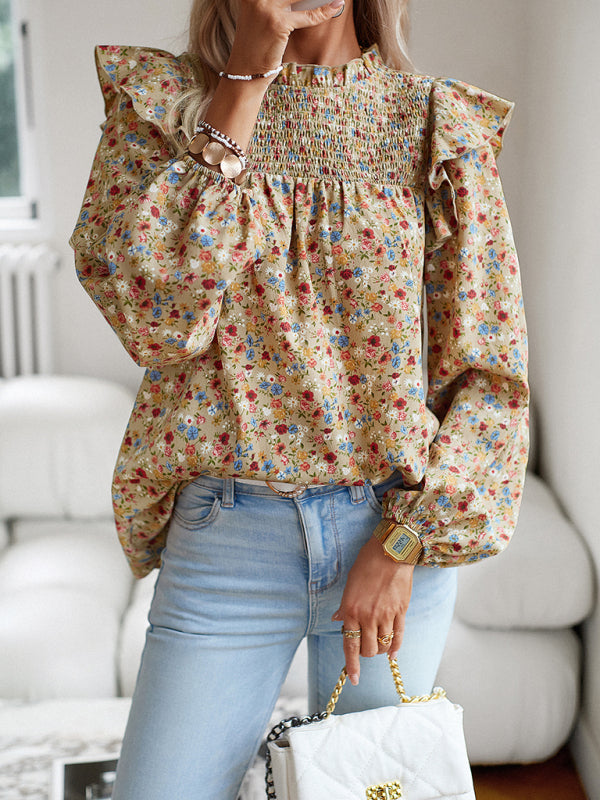 Maribelle Floral Shirt Femininity Commuter Long Sleeve Blouse