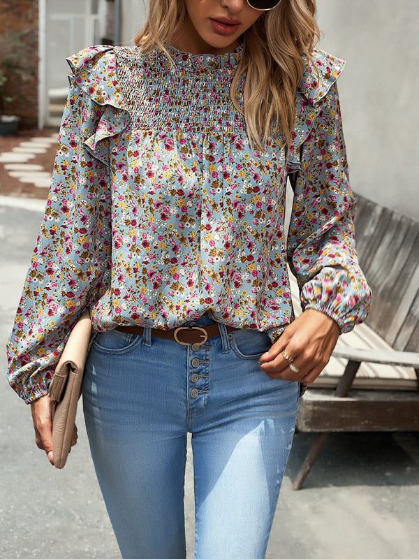 Maribelle Floral Shirt Femininity Commuter Long Sleeve Blouse