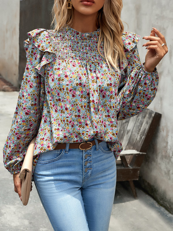 Maribelle Floral Shirt Femininity Commuter Long Sleeve Blouse