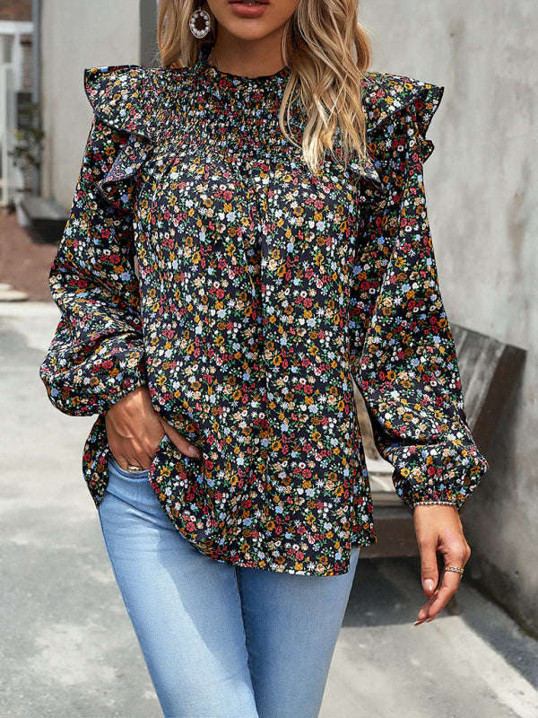Maribelle Floral Shirt Femininity Commuter Long Sleeve Blouse
