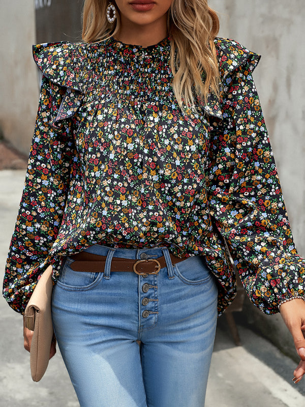 Maribelle Floral Shirt Femininity Commuter Long Sleeve Blouse