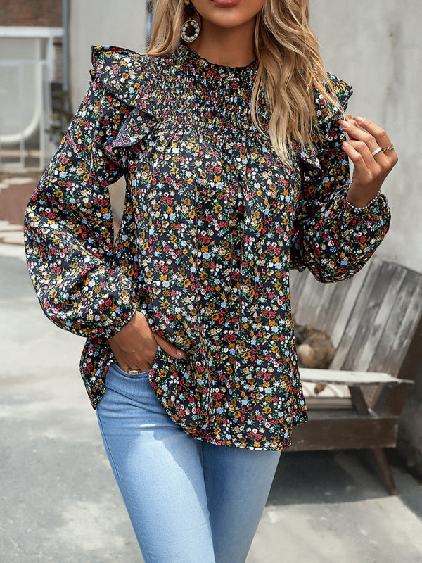 Maribelle Floral Shirt Femininity Commuter Long Sleeve Blouse