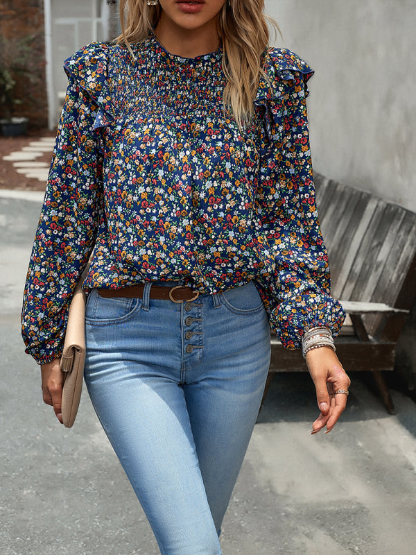 Maribelle Floral Shirt Femininity Commuter Long Sleeve Blouse