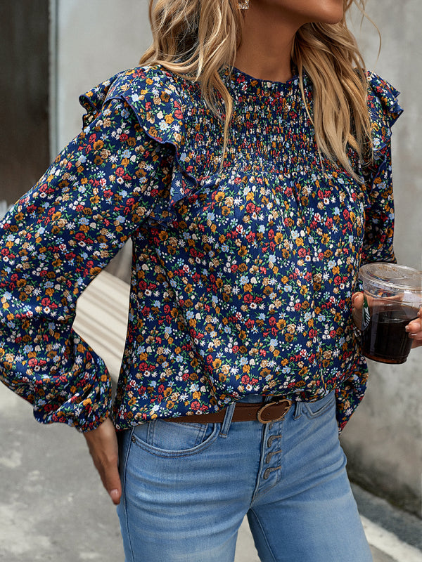 Maribelle Floral Shirt Femininity Commuter Long Sleeve Blouse