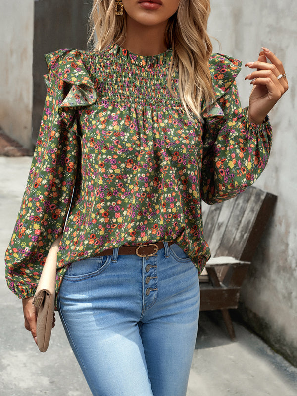 Maribelle Floral Shirt Femininity Commuter Long Sleeve Blouse
