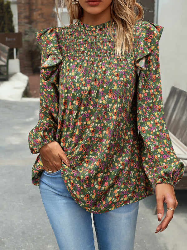 Maribelle Floral Shirt Femininity Commuter Long Sleeve Blouse
