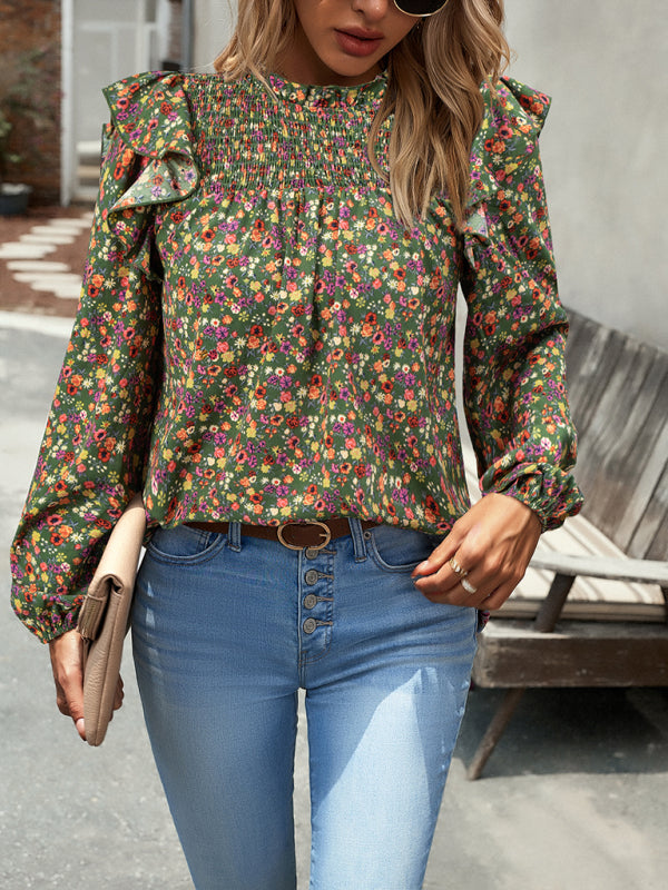 Maribelle Floral Shirt Femininity Commuter Long Sleeve Blouse