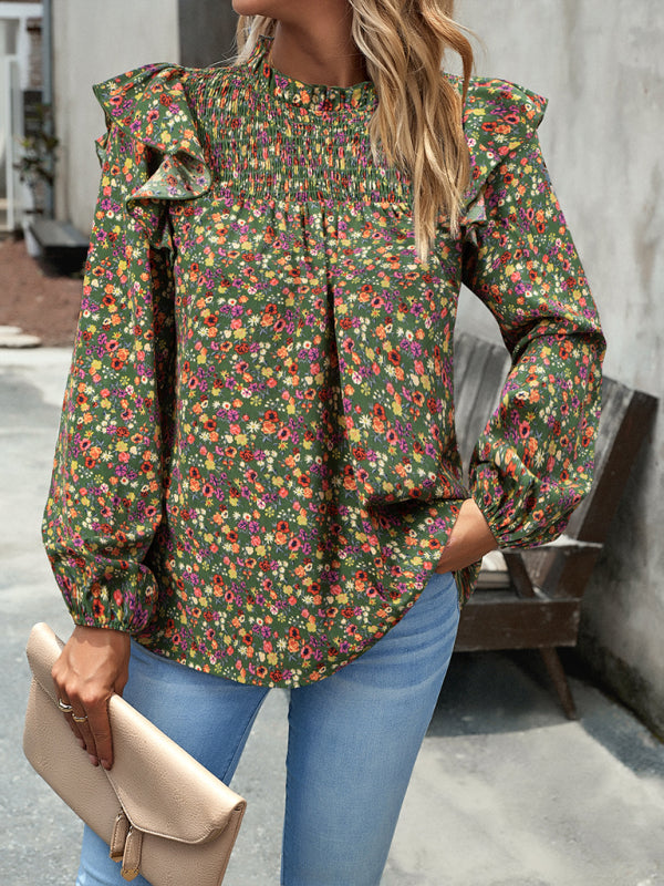 Maribelle Floral Shirt Femininity Commuter Long Sleeve Blouse