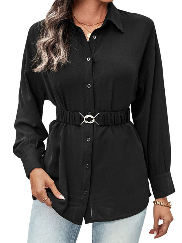 Nysa New Mid-Length Long-Seeved Black Shirt Top