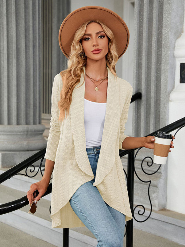 Reese Women's Long Sleeve Loose Collar Cardigan Top Knitted Jacket