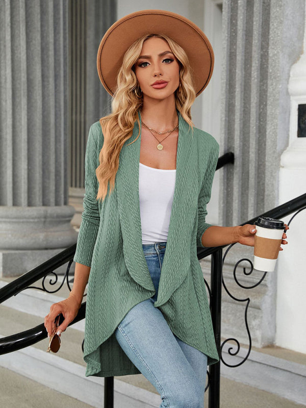 Reese Women's Long Sleeve Loose Collar Cardigan Top Knitted Jacket