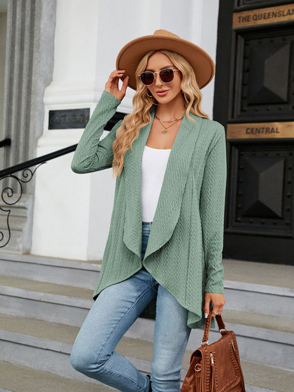 Reese Women's Long Sleeve Loose Collar Cardigan Top Knitted Jacket