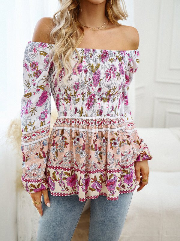 Narelle New Women's Floral Square Neck Long Sleeve Top
