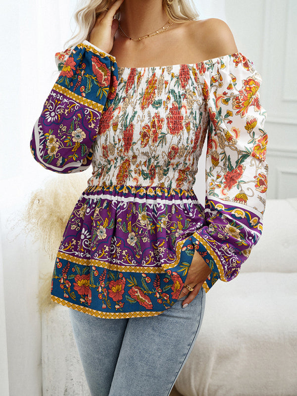 Narelle New Women's Floral Square Neck Long Sleeve Top