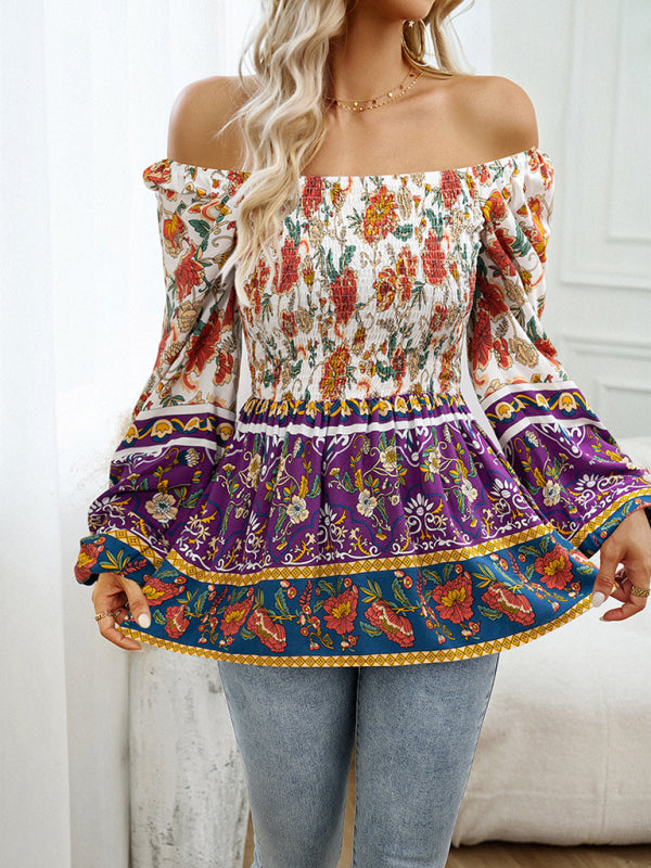 Narelle New Women's Floral Square Neck Long Sleeve Top