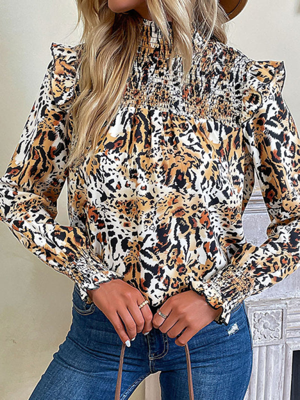 Nadira New Fashion Women's Leopard Print Long-Sleeved Shirt