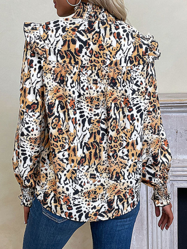 Nadira New Fashion Women's Leopard Print Long-Sleeved Shirt