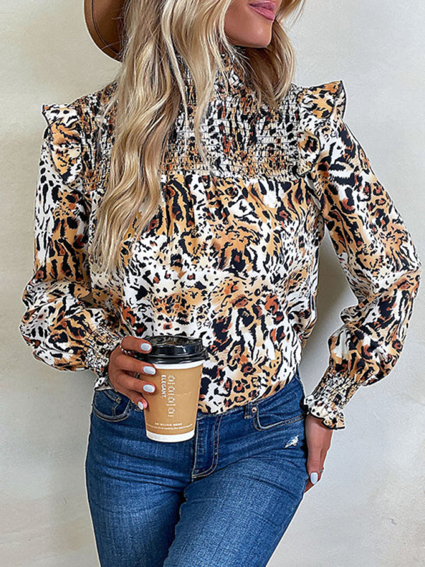 Nadira New Fashion Women's Leopard Print Long-Sleeved Shirt