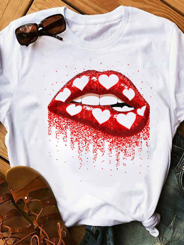 Laura Women's Leopard Print Lip Graphic Tee