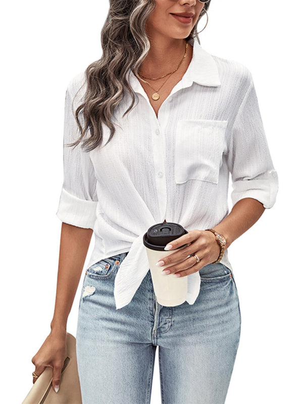 Mireille New Women's Solid Color Long-Sleeved White Shirt