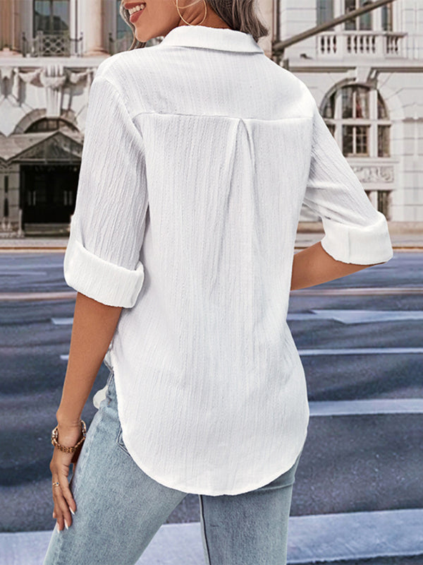 Mireille New Women's Solid Color Long-Sleeved White Shirt